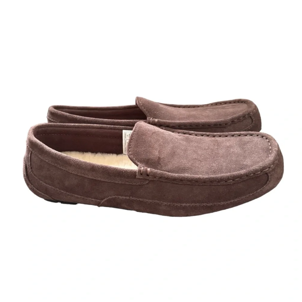 UGG Alder Men’s Shearling Suede Brown Slip On Loafers Size 10